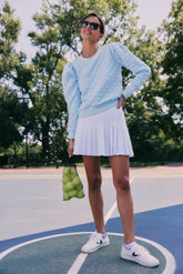 Light Blue Puff Sleeve Quilted Stretch Campbell Pullover